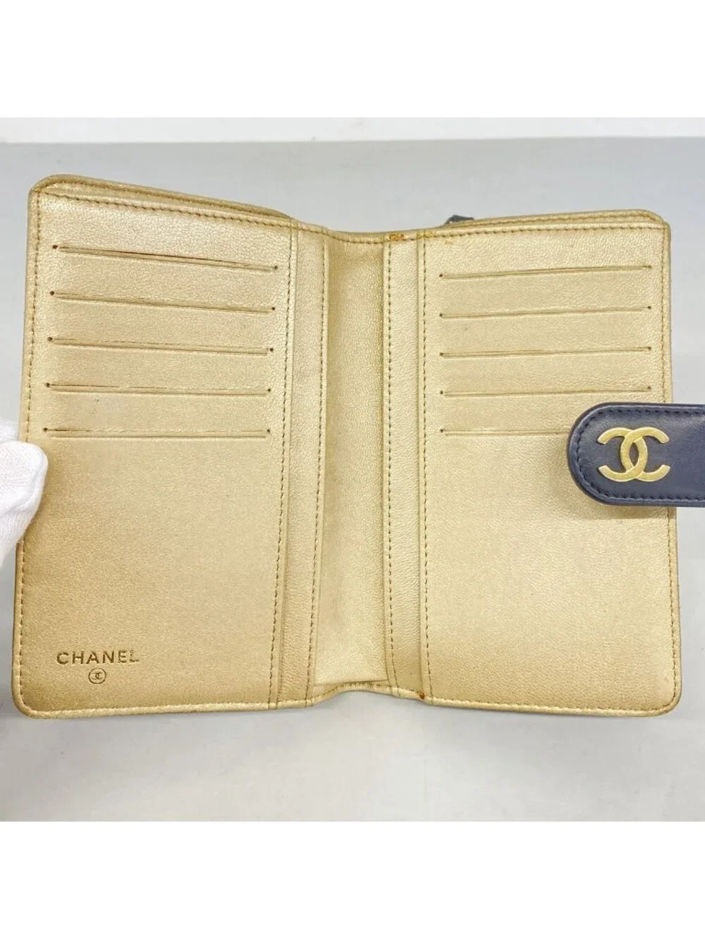 Chanel Wallet Camellia Lambskin Black Gold